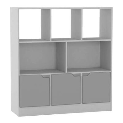 (White, Plain) 8 Cube Asymmetrical Storage Bookcase and Shelving Unit