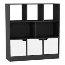 (Black, Geo) 8 Cube Asymmetrical Storage Bookcase and Shelving Unit
