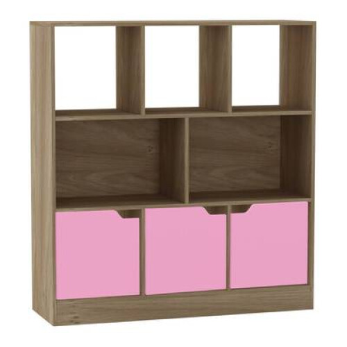 (Oak, Plain) 8 Cube Asymmetrical Storage Bookcase and Shelving Unit