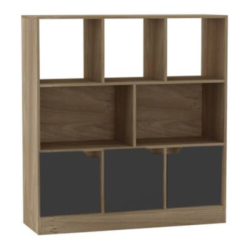 (Oak, Plain) 8 Cube Asymmetrical Storage Bookcase and Shelving Unit