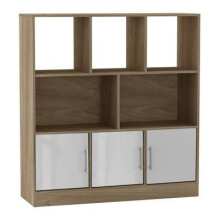 (Oak, Gloss) 8 Cube Asymmetrical Storage Bookcase and Shelving Unit