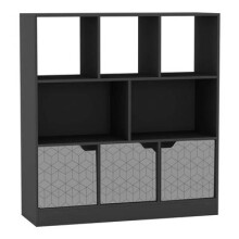 (Black, Geo) 8 Cube Asymmetrical Storage Bookcase and Shelving Unit