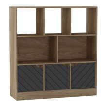 (Oak, Line) 8 Cube Asymmetrical Storage Bookcase and Shelving Unit