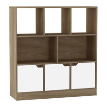 (Oak, Plain) 8 Cube Asymmetrical Storage Bookcase and Shelving Unit