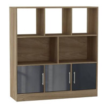 (Oak, Gloss) 8 Cube Asymmetrical Storage Bookcase and Shelving Unit