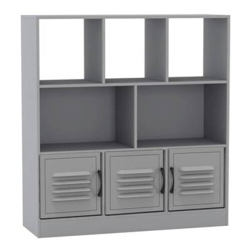 (Grey, Metal) 8 Cube Asymmetrical Storage Bookcase and Shelving Unit