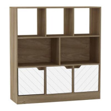 (Oak, Line) 8 Cube Asymmetrical Storage Bookcase and Shelving Unit