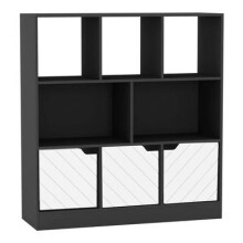 (Black, Line) 8 Cube Asymmetrical Storage Bookcase and Shelving Unit