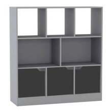 (Grey, Plain) 8 Cube Asymmetrical Storage Bookcase and Shelving Unit