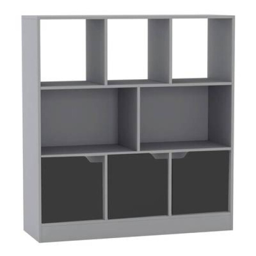 (Grey, Plain) 8 Cube Asymmetrical Storage Bookcase and Shelving Unit
