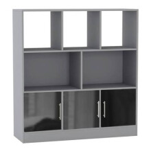 (Grey, Gloss) 8 Cube Asymmetrical Storage Bookcase and Shelving Unit