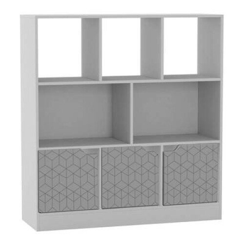 (White, Geo) 8 Cube Asymmetrical Storage Bookcase and Shelving Unit