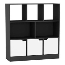 (Black, Plain) 8 Cube Asymmetrical Storage Bookcase and Shelving Unit