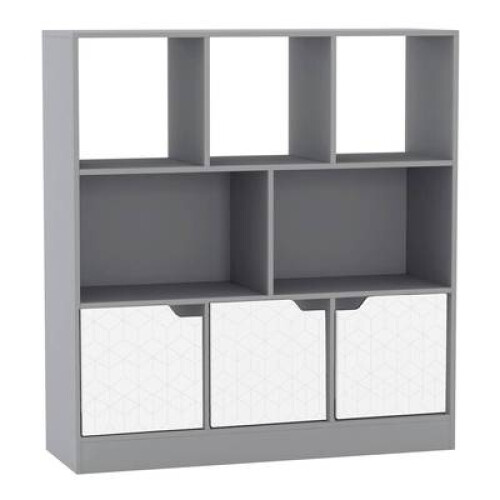(Grey, Geo) 8 Cube Asymmetrical Storage Bookcase and Shelving Unit