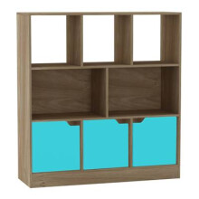 (Oak, Plain) 8 Cube Asymmetrical Storage Bookcase and Shelving Unit