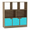 (Oak, Plain) 8 Cube Asymmetrical Storage Bookcase and Shelving Unit 1