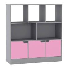 (Grey, Plain) 8 Cube Asymmetrical Storage Bookcase and Shelving Unit