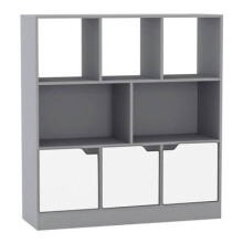 (Grey, Plain) 8 Cube Asymmetrical Storage Bookcase and Shelving Unit