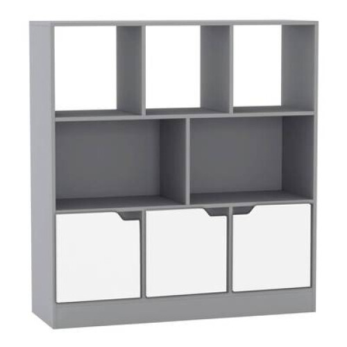 (Grey, Plain) 8 Cube Asymmetrical Storage Bookcase and Shelving Unit