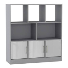 (Grey, Gloss) 8 Cube Asymmetrical Storage Bookcase and Shelving Unit