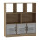 (Oak, Metal) 8 Cube Asymmetrical Storage Bookcase and Shelving Unit 1