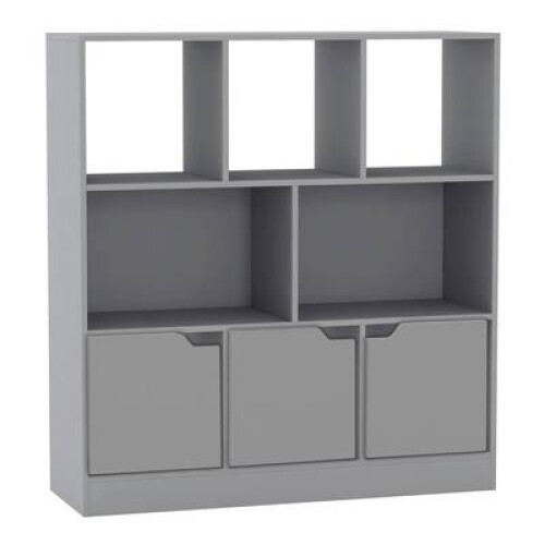 (Grey, Plain) 8 Cube Asymmetrical Storage Bookcase and Shelving Unit