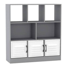 (Grey, Metal) 8 Cube Asymmetrical Storage Bookcase and Shelving Unit