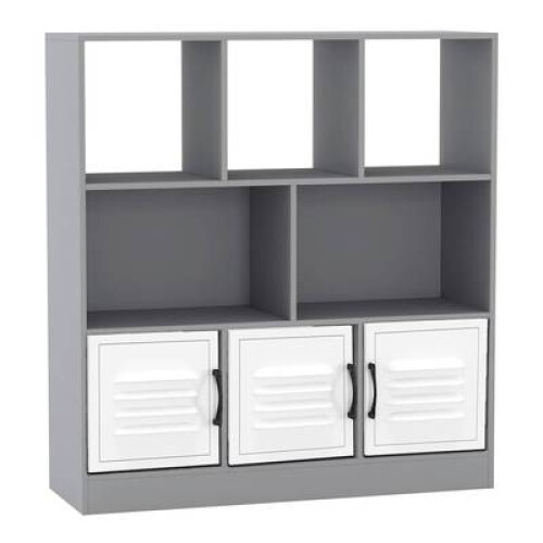 (Grey, Metal) 8 Cube Asymmetrical Storage Bookcase and Shelving Unit