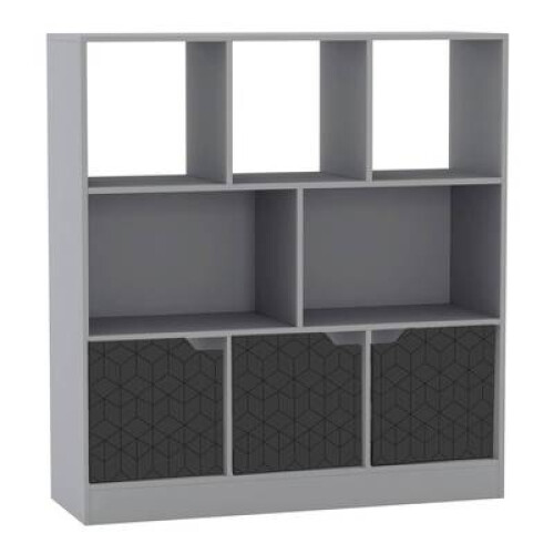 (Grey, Geo) 8 Cube Asymmetrical Storage Bookcase and Shelving Unit