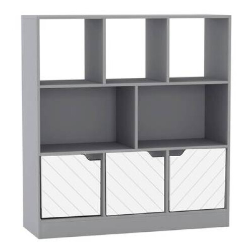 (Grey, Line) 8 Cube Asymmetrical Storage Bookcase and Shelving Unit