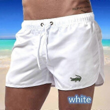 (L, white) 2024 Men's Quick-Dry Swim Trunks Sports Beach Shorts Jogging Swimwear
