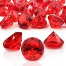 (red) 100Pcs 25mm Clear Acrylic Diamonds for Wedding Table Scatters, Vase Fillers, Gemstones Confetti