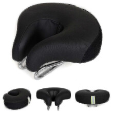 (Black) Bicycle Saddle No Nose Bicycle Saddle Mountain Bike Thickened Super Soft Cushio