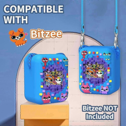 (Blue) Bitzee Interactive Digital Pet Silicone Case with Lanyard - Protective Skin Sleeve for Virtual Electronic Pets 2