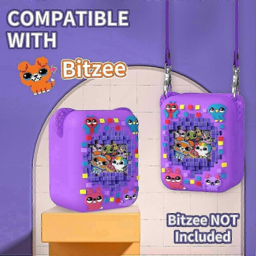 (Purple) Bitzee Interactive Digital Pet Silicone Case with Lanyard - Protective Skin Sleeve for Virtual Electronic Pets 2