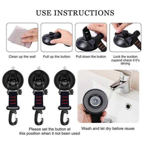 (Red) Heavy Duty Suction Cup Hooks for Trucks & Campers 1