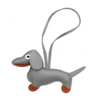 (Rope style, gray) Dachshund Keychain PU Leather Dog Keyring Backpack Charm for Men Women