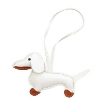 (Rope style, white) Dachshund Keychain PU Leather Dog Keyring Backpack Charm for Men Women