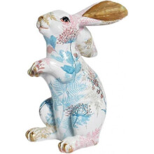 (B) Easter Oil Painting Painted Rabbit Resin Crafts Home Living Room Garden Courtyard Decoration Ornaments