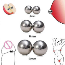 (5mm-2pcs) 2pcs Magnetic Fake Piercings Nipple Nose Ear Lip Rings Stainless Steel Non-Piercing Jewelry