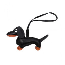 (Rope style, black) Dachshund Keychain PU Leather Dog Keyring Backpack Charm for Men Women