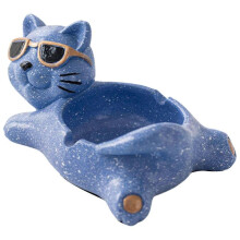 (Blue) Cute Pig Ashtray - Pink Cartoon Animal Figurine for Collectors & Smokers