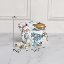 (C) Easter Oil Painting Painted Rabbit Resin Crafts Home Living Room Garden Courtyard Decoration Ornaments