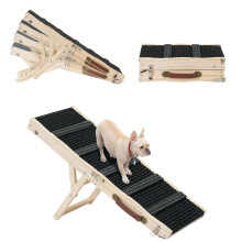 Folding Pet Ramp Small to Medium Dogs and Cats Use Wooden Dog Ramp for Couch or Bed with Non Slip Carpet Surface