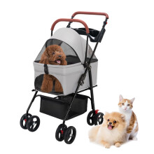 Pet Stroller, Folding Pet Stroller with Removable Carrier, Small Pet Stroller for Cats, Travel Dog Stroller for Small Pets