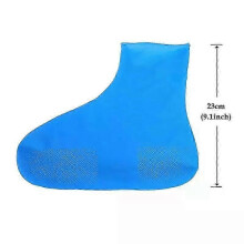 (M, Long-Blue) Waterproof Silicone Shoe Covers Anti-Slip Rain Boot Protectors Unisex Reusable Outdoor Sneaker Guards
