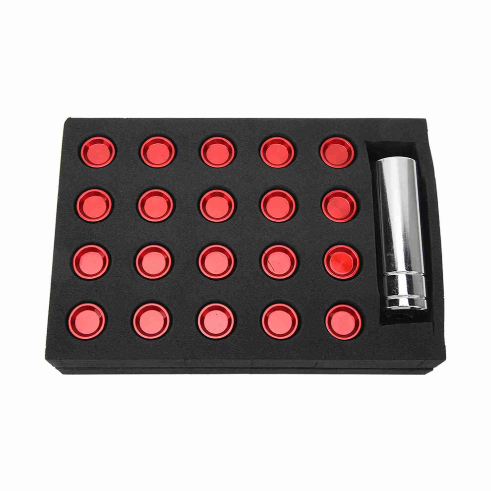 Red M12x1.5 19Mm L42mm Wheel Lug Nuts High Strength