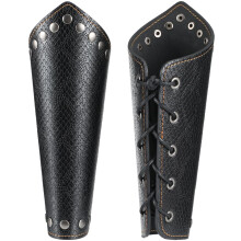 2pcs Leather Glove Bracelet Medieval Archery Bracers Vintage Rivet Black Snake Grain  Leather Arm Armour Cuff for Halloween Outdoor Role Play