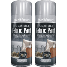2 x 200ml Silver Fabric Spray Paint Flexible Vinyl Clothes Textile