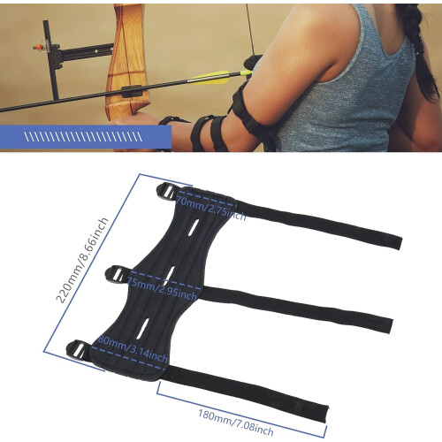 Pack of 2 Archery Arm Guards Black with Adjustable Straps Cowhide Archery Protective Equipment 2